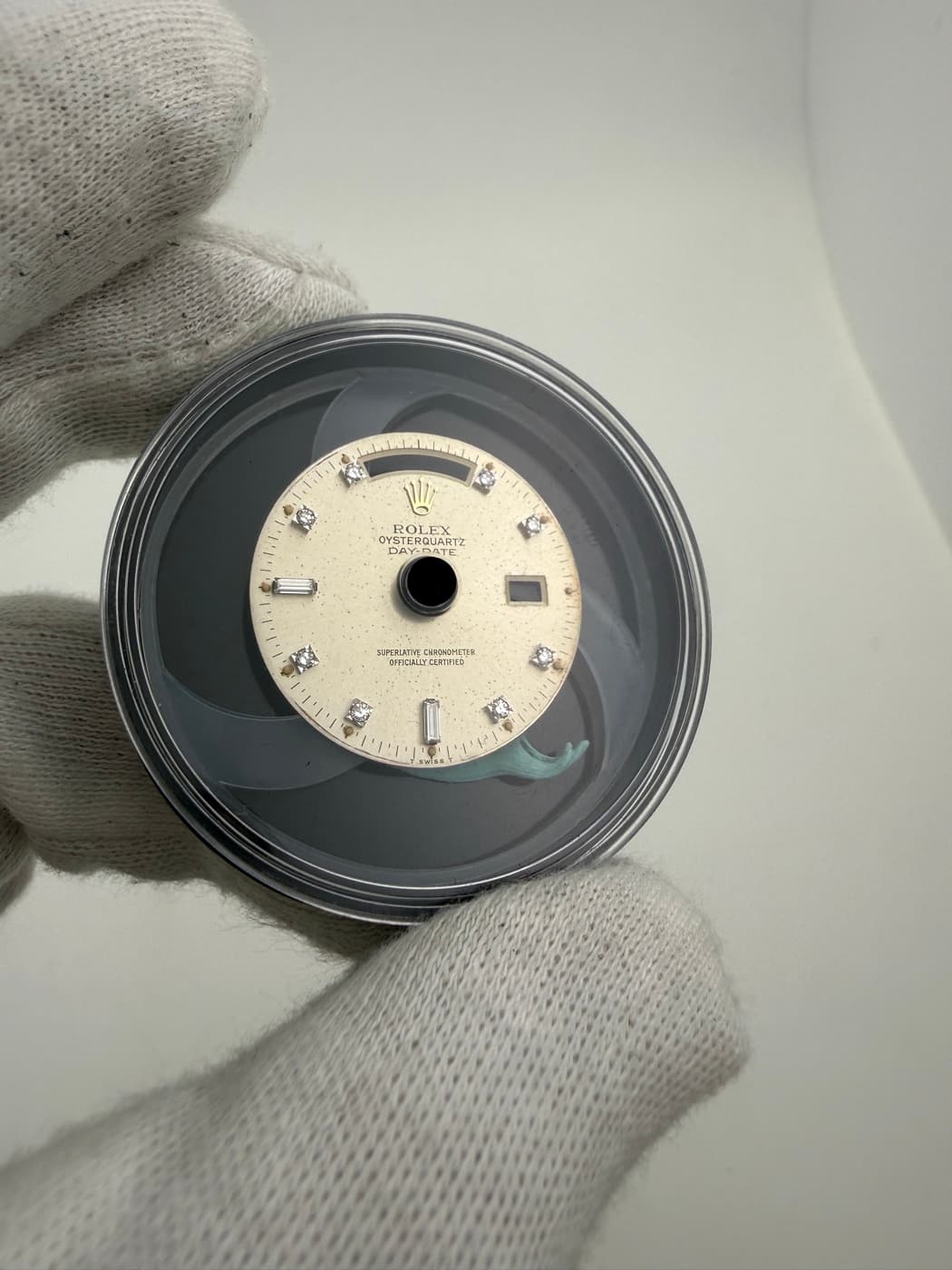 Rolex Oysterquartz Day-Date Dial with Diamonds + Hands – View 2